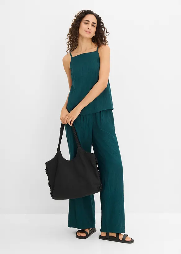 Linne i viskosmix med plisserad look, bonprix