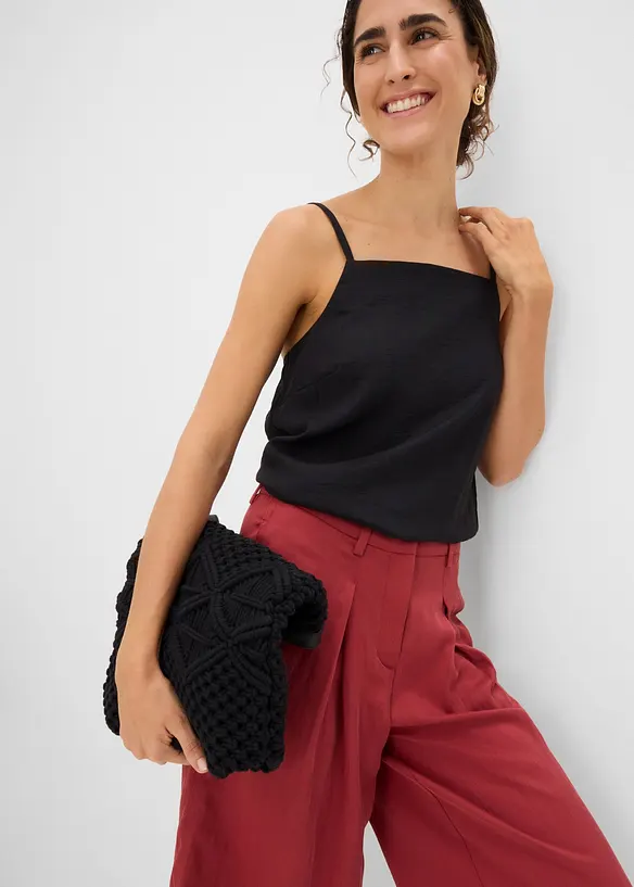Linne i viskosmix med plisserad look, bonprix
