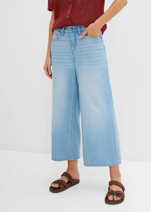 Wide Leg-jeans med bekv&auml;m midja, bonprix