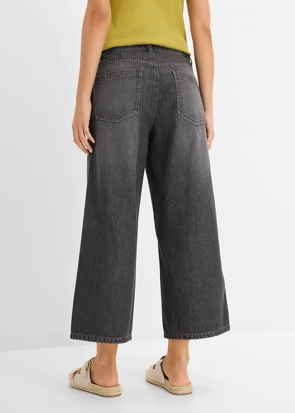 Wide Leg-jeans med bekv&auml;m midja, bonprix