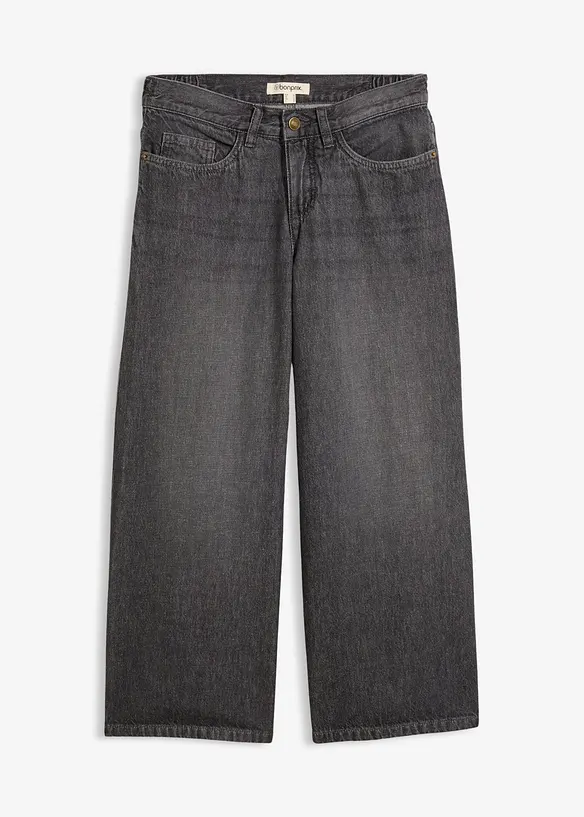 Wide Leg-jeans med bekv&auml;m midja, bonprix