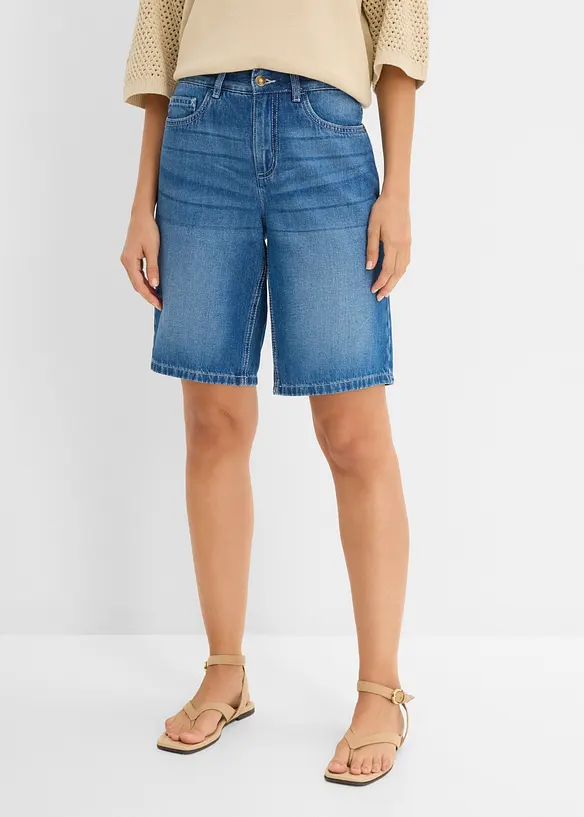 Jeansshorts Mid Waist, med bekv&auml;m midja, bonprix