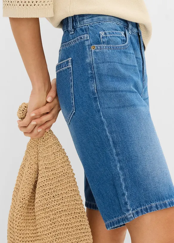 Jeansshorts Mid Waist, med bekv&auml;m midja, bonprix