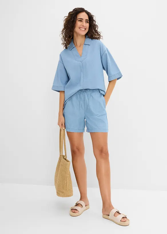 Jeansshorts Mid Waist, med bekv&auml;m midja, bonprix