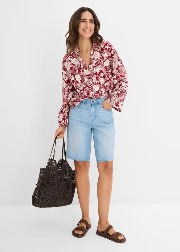 Jeansshorts Mid Waist, med bekv&auml;m midja, bonprix