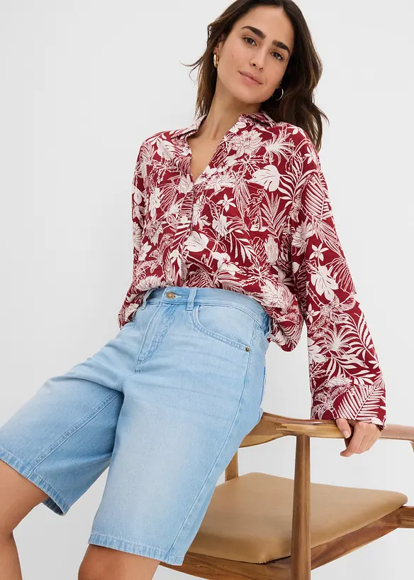 Jeansshorts Mid Waist, med bekv&auml;m midja, bonprix