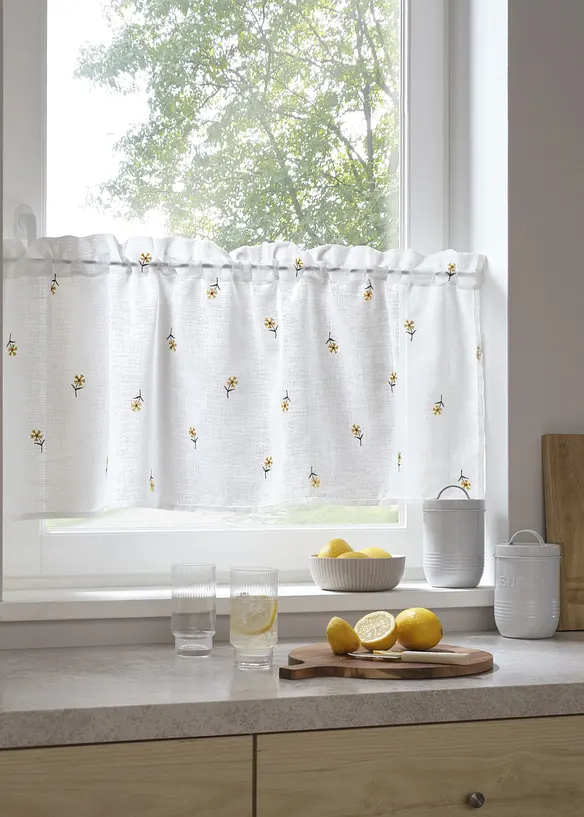 Caf&eacute;gardin med broderi, bonprix