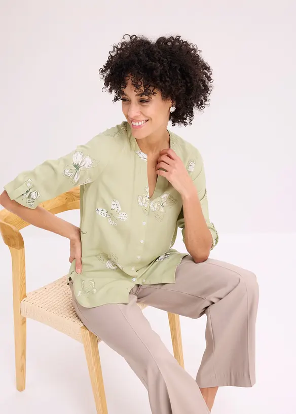 M&ouml;nstrad viskosblus, bonprix