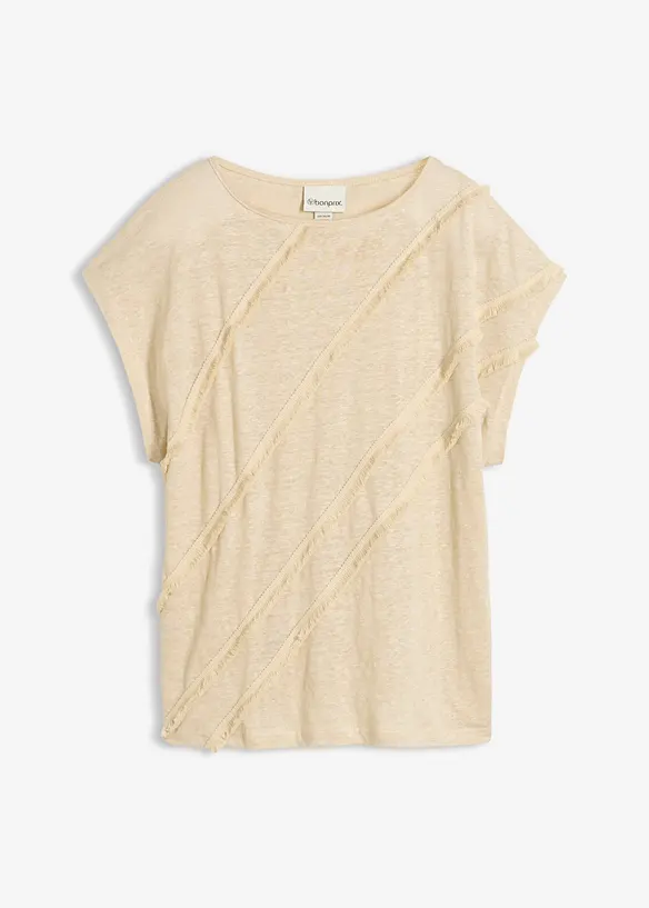 Topp i rent lin med applikation, bonprix
