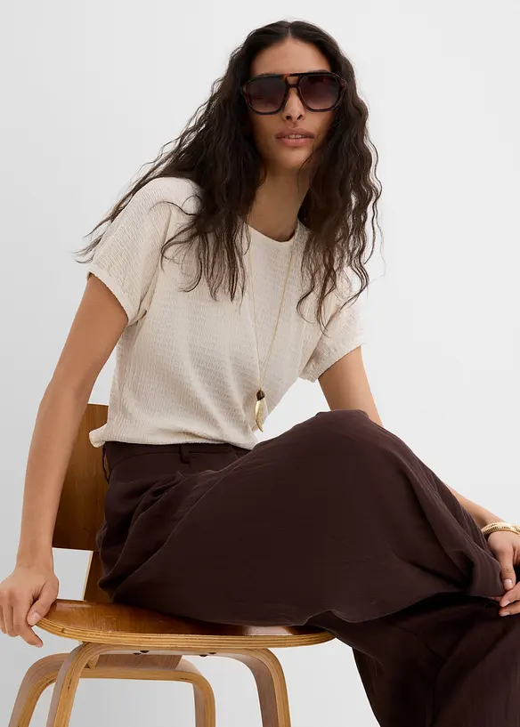 Byxa i viskosmix, med gubbveck, bonprix