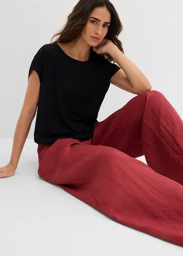 Byxa i viskosmix, med gubbveck, bonprix