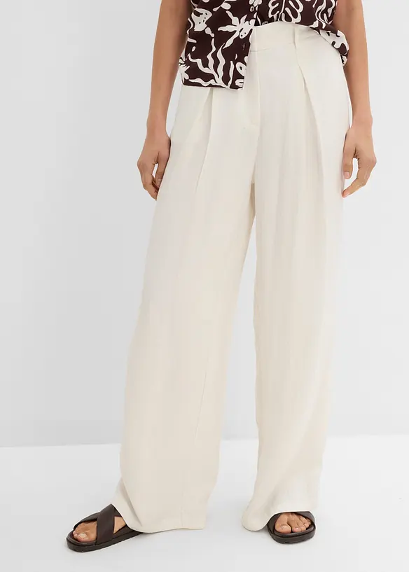 Byxa i viskosmix, med gubbveck, bonprix