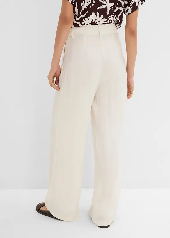 Byxa i viskosmix, med gubbveck, bonprix