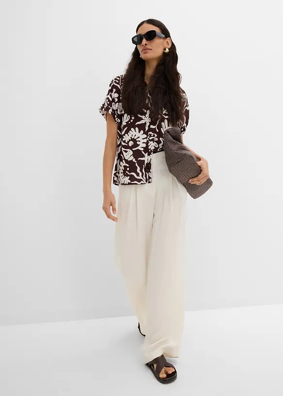 Byxa i viskosmix, med gubbveck, bonprix