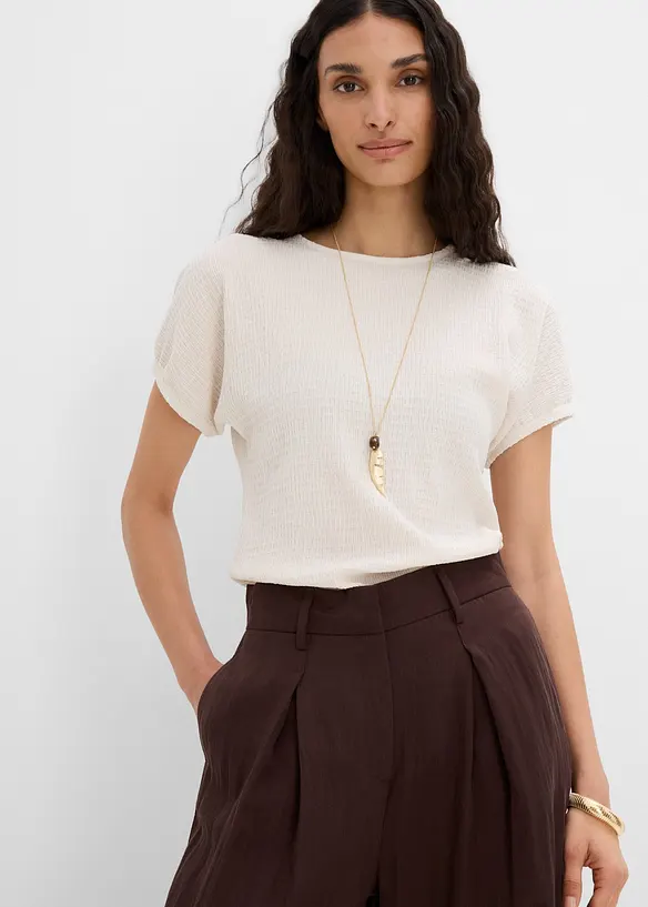 Byxa i viskosmix, med gubbveck, bonprix