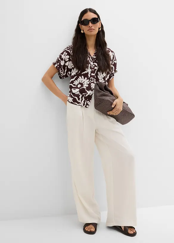 Byxa i viskosmix, med gubbveck, bonprix