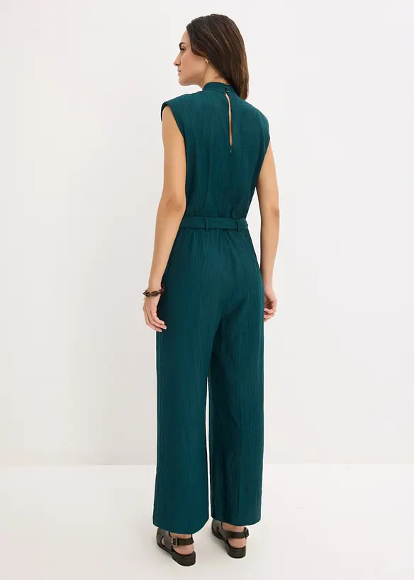 Jumpsuit i viskosmix med uppst&aring;ende krage, bonprix