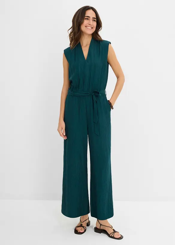 Jumpsuit i viskosmix med uppst&aring;ende krage, bonprix