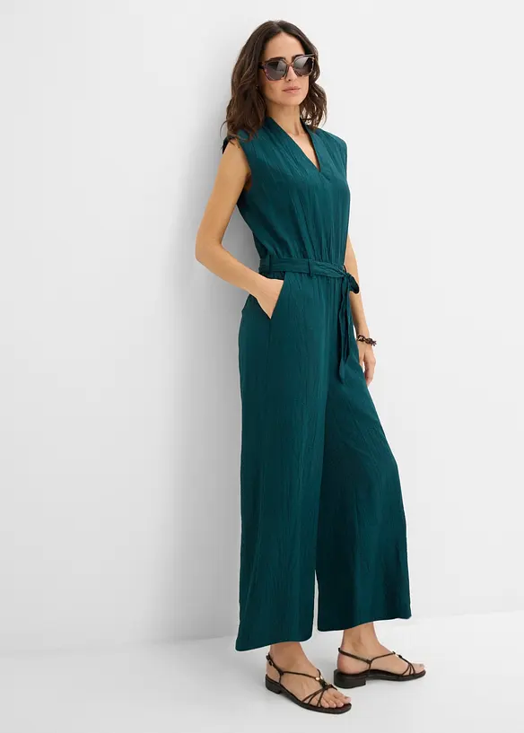 Jumpsuit i viskosmix med uppst&aring;ende krage, bonprix