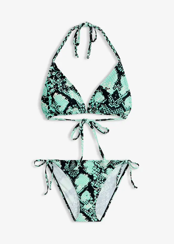 Bikini och sarong i baddr&auml;ktsmaterial (3 delar), bonprix