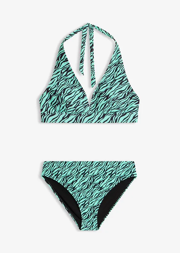 Bikini med halterneck och h&ouml;gt skurna ben&ouml;ppningar (2 delar), bonprix