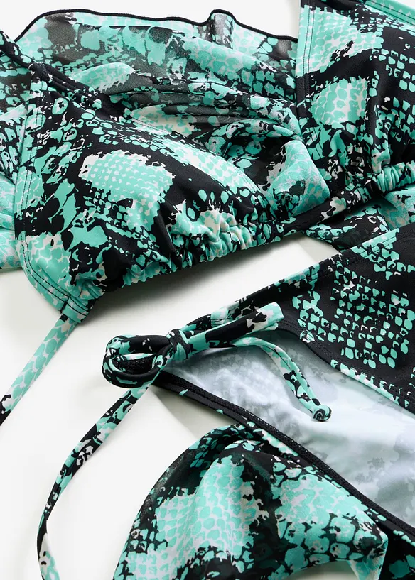Bikini och sarong i baddr&auml;ktsmaterial (3 delar), bonprix