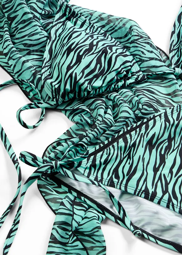 Bikini och sarong i baddr&auml;ktsmaterial (3 delar), bonprix