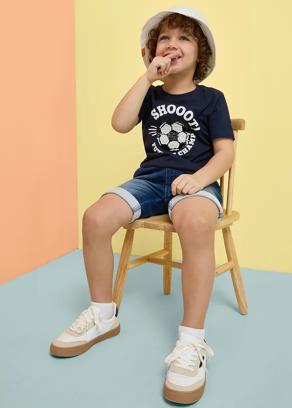 Jeansshorts i trik&aring;, Regular Fit, bonprix