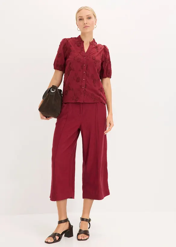 Kort&auml;rmad blus i ren bomull, bonprix