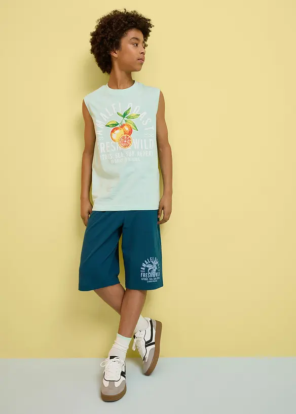 Linne och shorts i ekologisk bomull (2 delar), bonprix