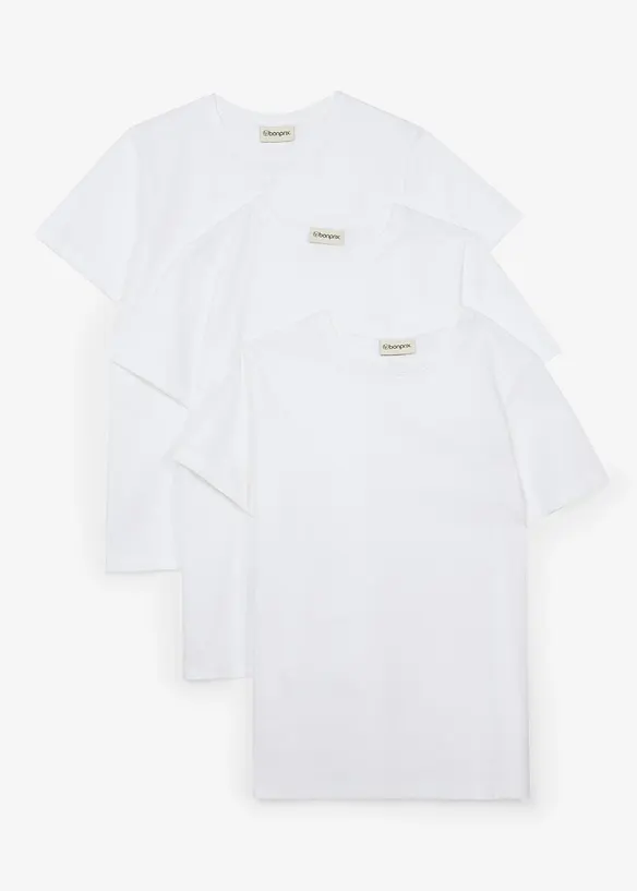 T-shirt av ren bomull (3-pack), bonprix