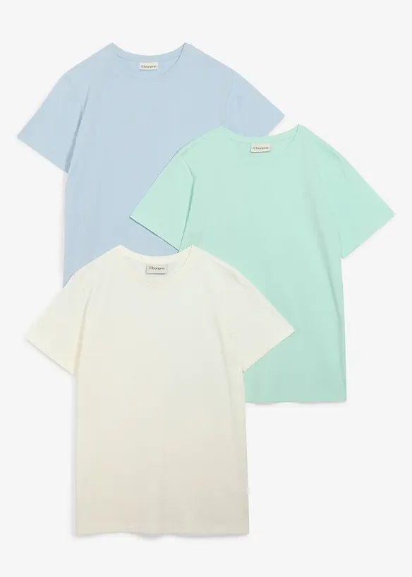 T-shirt av ren bomull (3-pack), bonprix