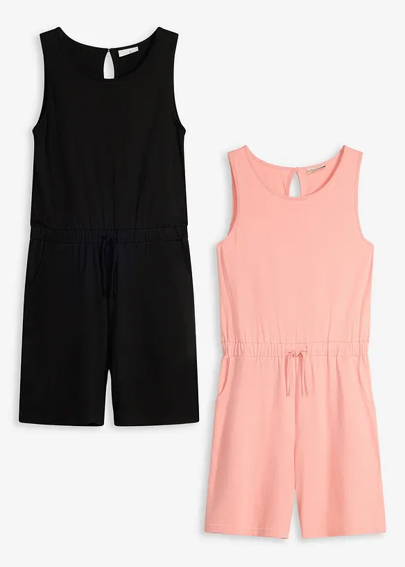 Jerseyjumpsuit i bomull (2-pack), bonprix