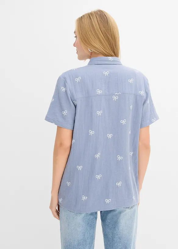 Kort&auml;rmad muslinblus, bonprix