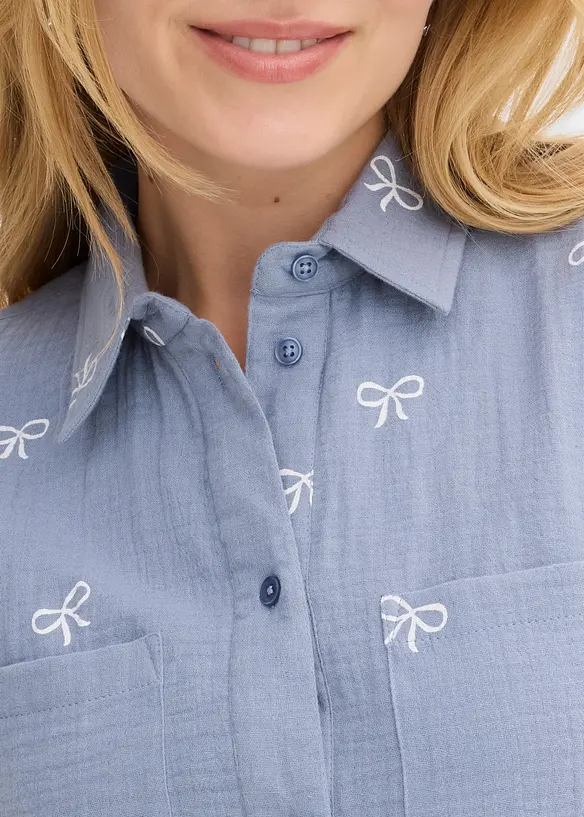 Kort&auml;rmad muslinblus, bonprix