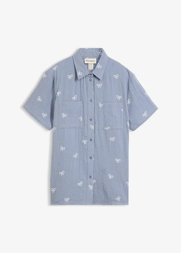 Kort&auml;rmad muslinblus, bonprix