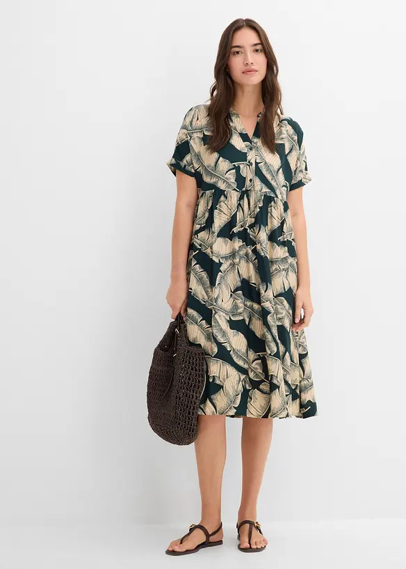 Mellanl&aring;ng kaftankl&auml;nning i mjuk viskos, bonprix