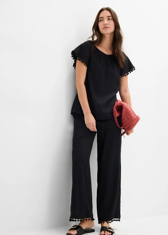 Dra p&aring;-byxa i mjuk viskosmix, bonprix