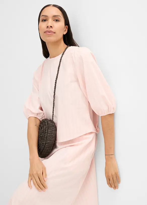 Blus med &auml;rmar med volym, bonprix