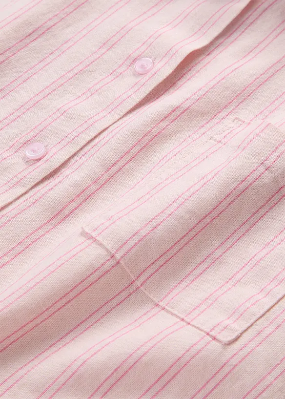 Kort&auml;rmad blus i linnemix, bonprix