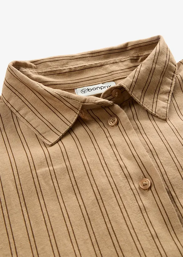 Kort&auml;rmad blus i linnemix, bonprix