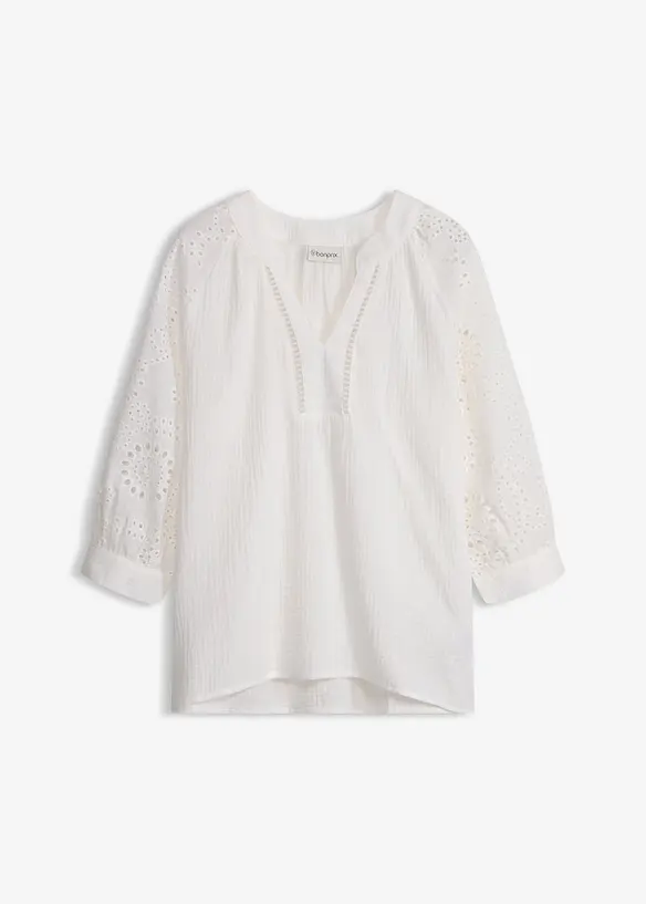 Muslintunika med h&aring;lbroderi, bonprix