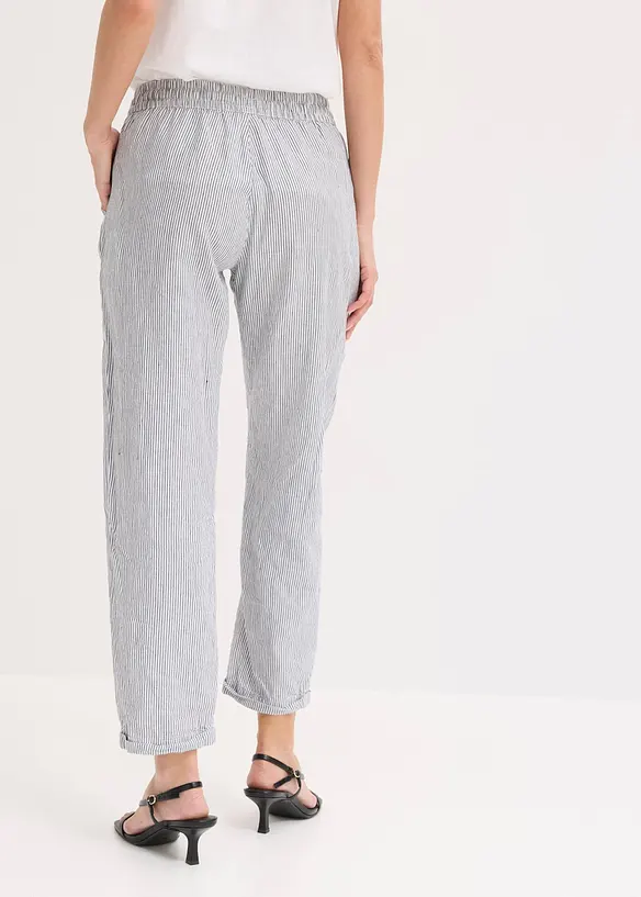 Byxa i linneblandning med res&aring;rmidja, bonprix