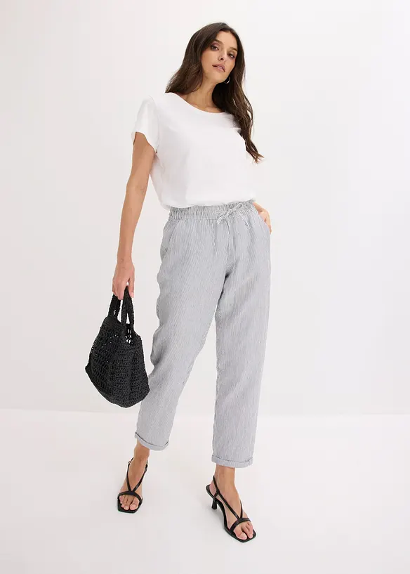 Byxa i linneblandning med res&aring;rmidja, bonprix