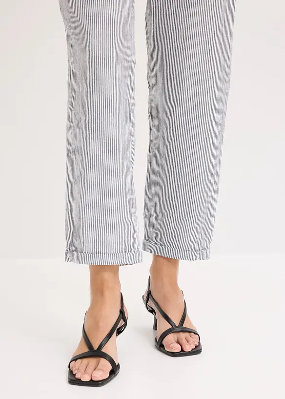 Byxa i linneblandning med res&aring;rmidja, bonprix