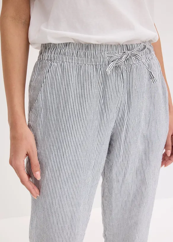 Byxa i linneblandning med res&aring;rmidja, bonprix