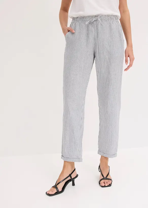 Byxa i linneblandning med res&aring;rmidja, bonprix