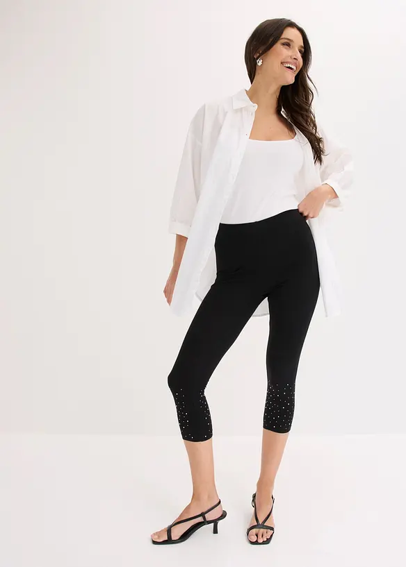 Caprileggings av bomullsmix, bonprix