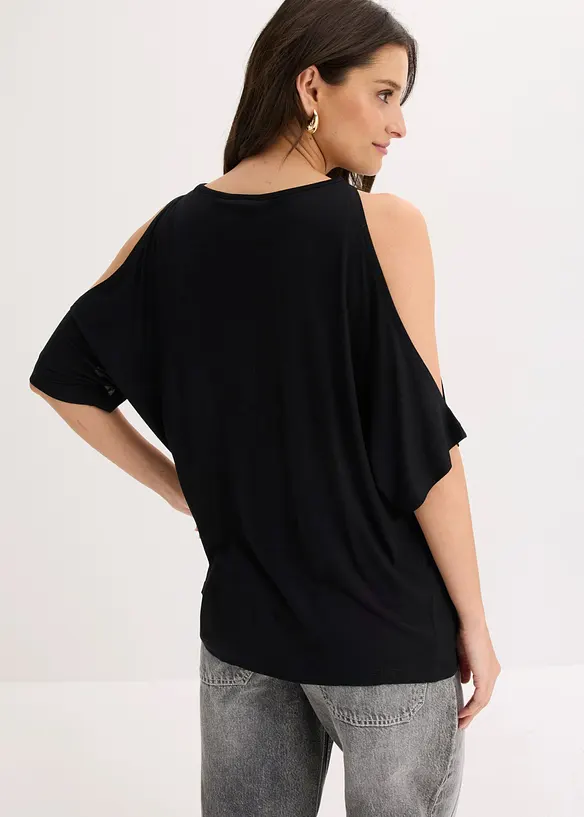 Cold shoulder-topp i viskos, bonprix