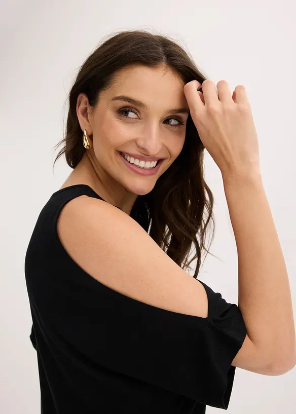 Cold shoulder-topp i viskos, bonprix